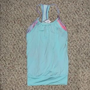 light blue tank top built in bra size youth 8